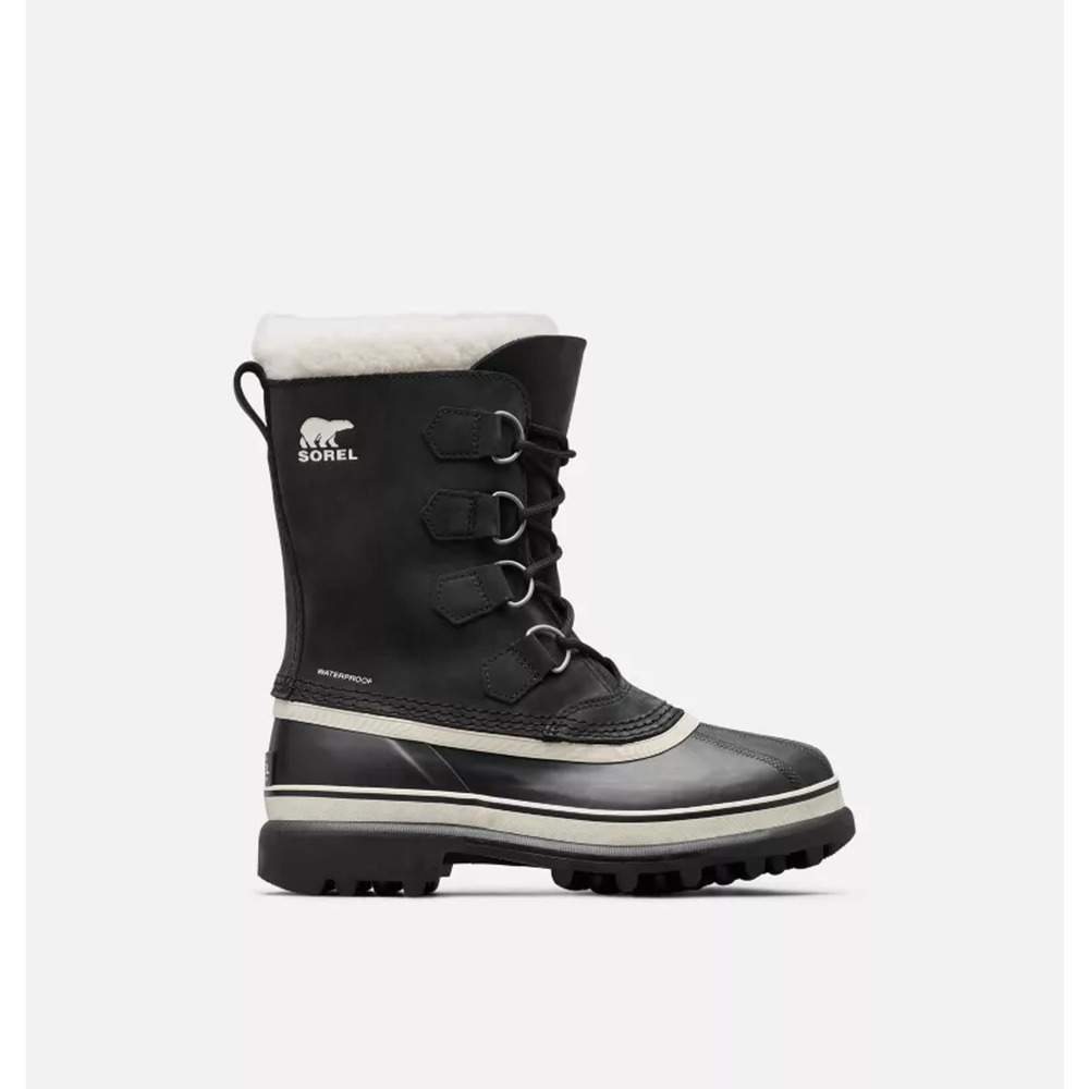 SOREL Women's Caribou WP Waterproof Leather Black Stone Size 9